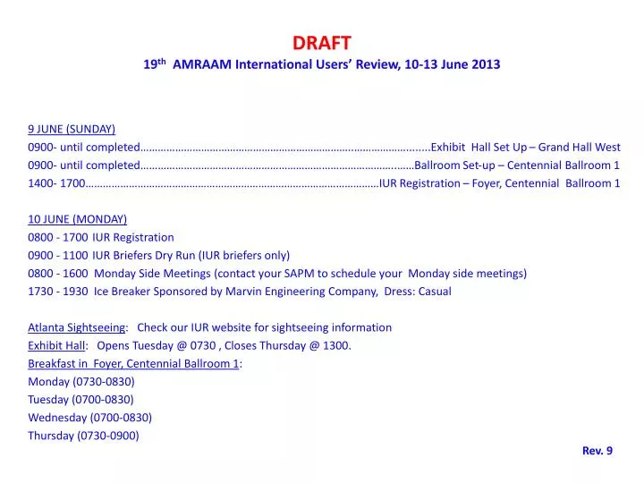 draft 19 th amraam international users review 10 13 june 2013