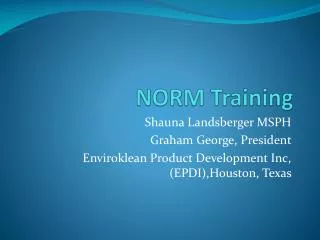 NORM Training