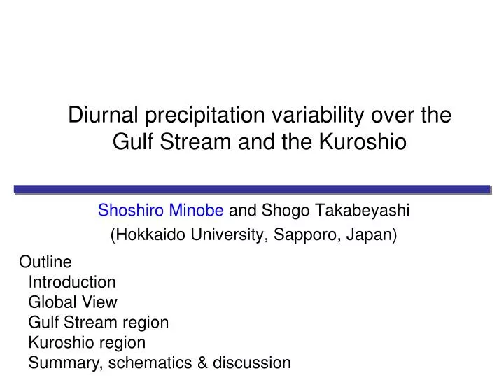 diurnal precipitation variability over the gulf stream and the kuroshio