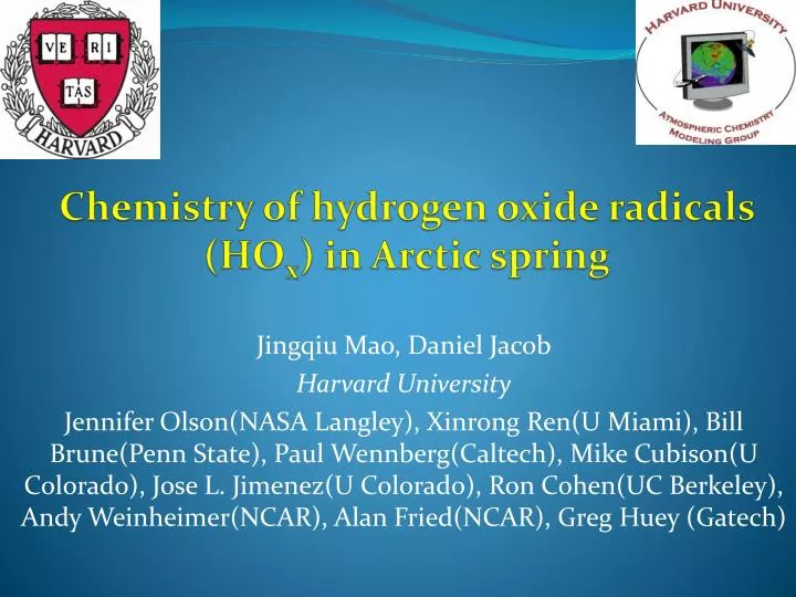 chemistry of hydrogen oxide radicals ho x in arctic spring