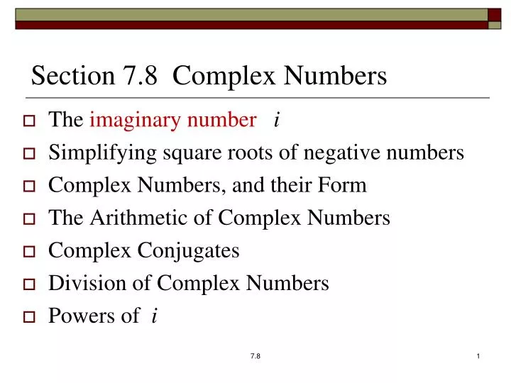 section 7 8 complex numbers