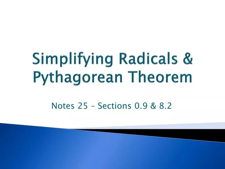 simplifying radicals pythagorean theorem