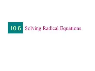 Solving Radical Equations