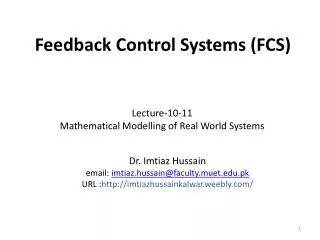 Feedback Control Systems ( FCS )