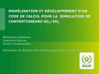 mod lisation et d veloppement d un code de calcul pour la simulation de convertisseurs so 2 so 3