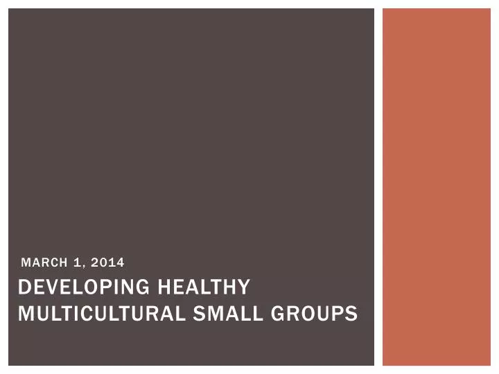 developing healthy multicultural small groups