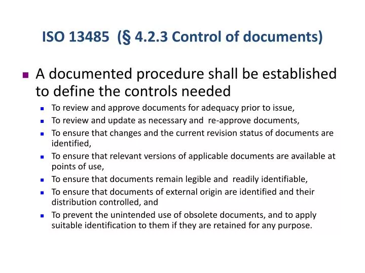 iso 13485 4 2 3 control of documents