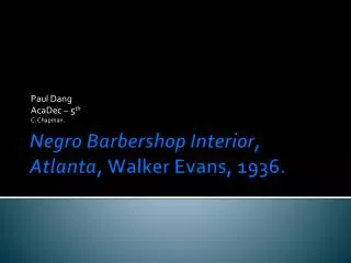 Negro Barbershop Interior, Atlanta, Walker Evans, 1936.