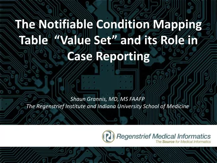 the notifiable condition mapping table value set and its role in case reporting