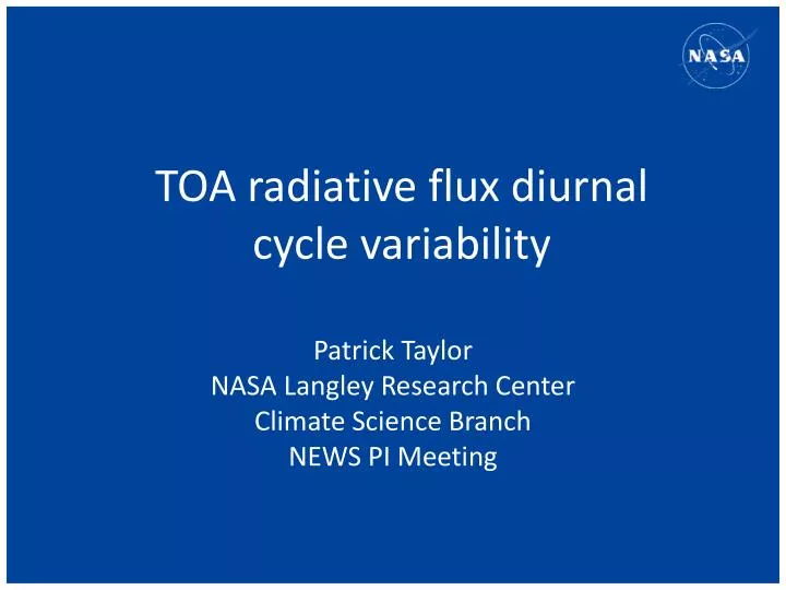 toa radiative flux diurnal cycle variability