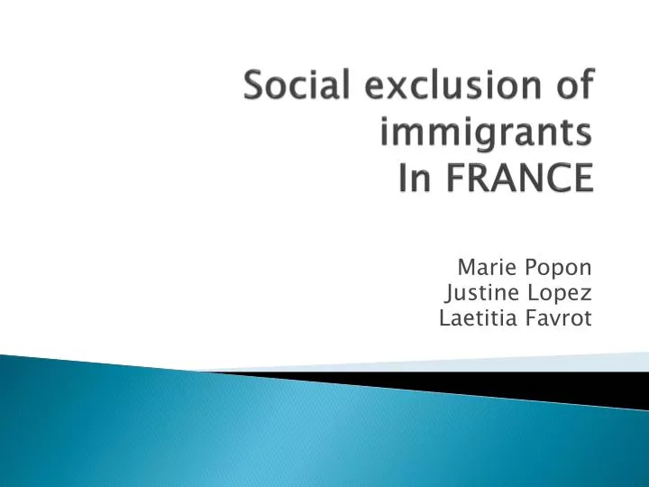 social exclusion of immigrants in france