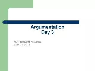 Argumentation Day 3