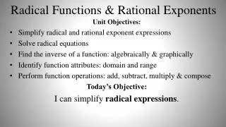 Radical Functions &amp; Rational Exponents