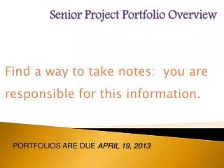 Senior Project Portfolio Overview