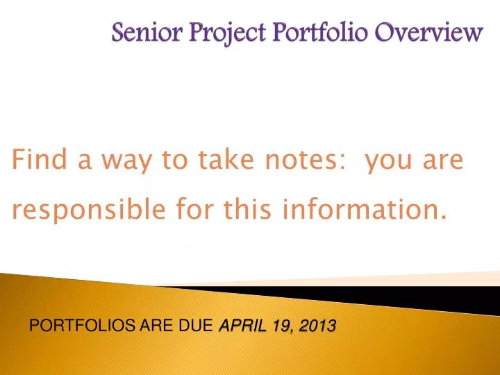 senior project portfolio overview