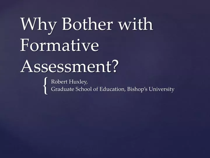 why bother with formative assessment