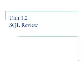Unit 1.2 SQL Review