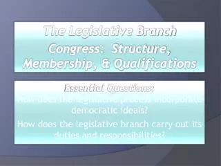 The Legislative Branch Congress: Structure, Membership, &amp; Qualifications
