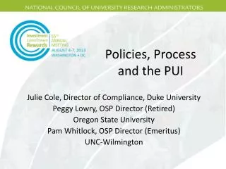 Policies, Process and the PUI