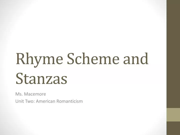 rhyme scheme and stanzas