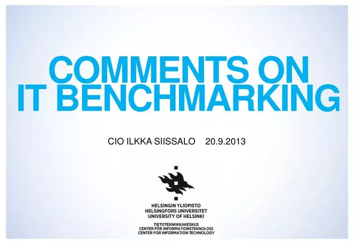 comments on it benchmarking