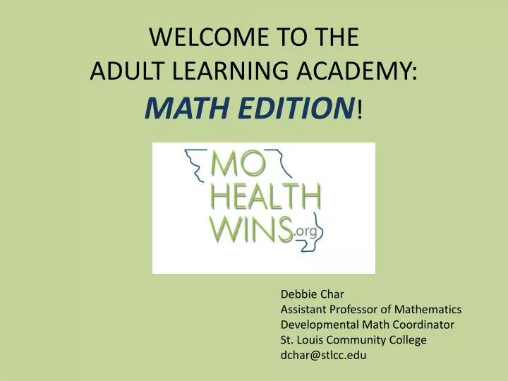 welcome to the adult learning academy math edition
