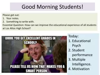 Good Morning Students!