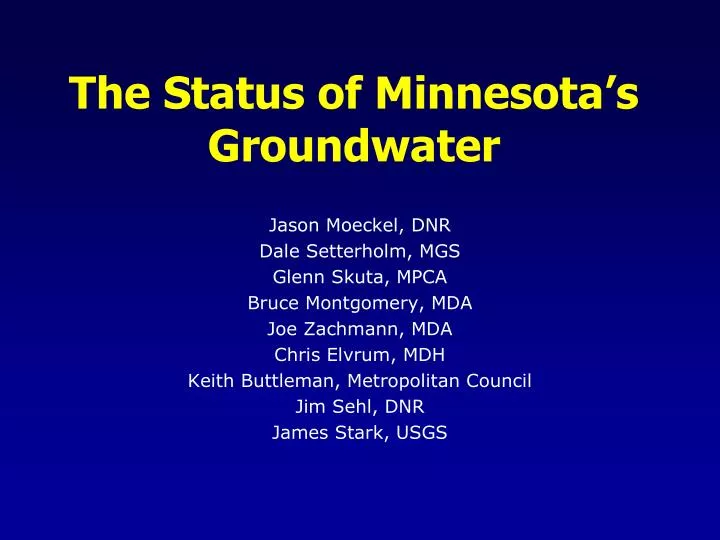 the status of minnesota s groundwater