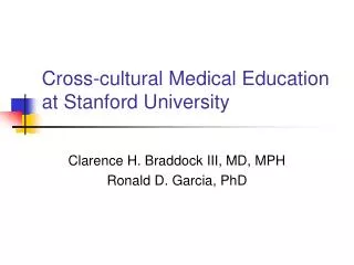 Cross-cultural Medical Education at Stanford University