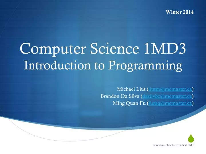computer science 1md3 introduction to programming