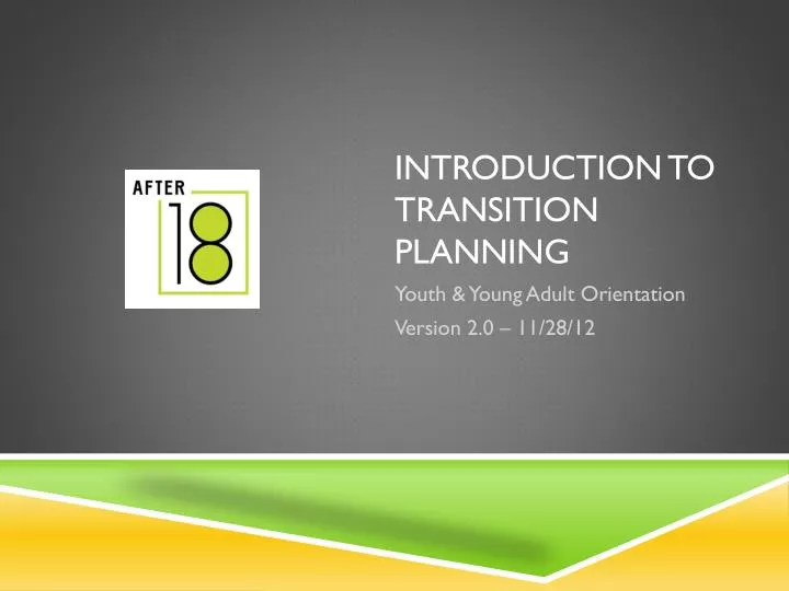 introduction to transition planning