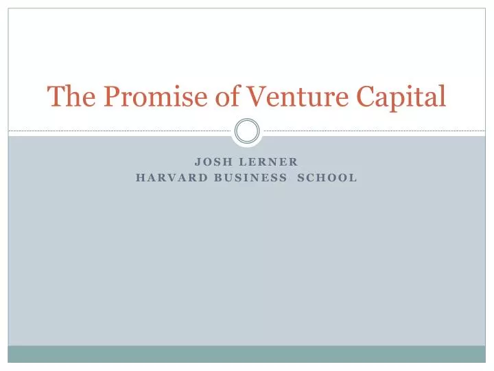 the promise of venture capital