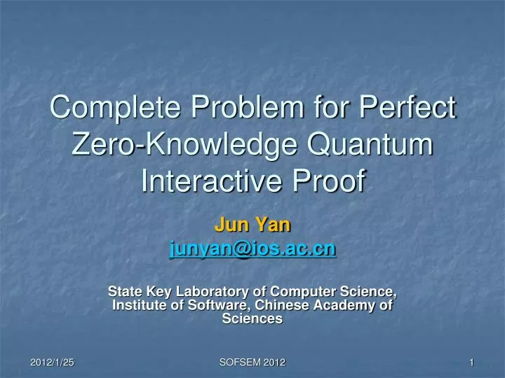 complete problem for perfect zero knowledge quantum interactive proof