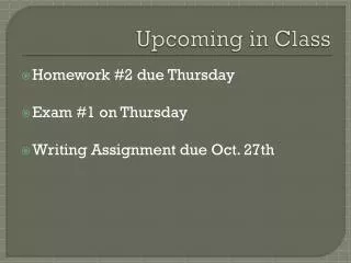 Upcoming in Class