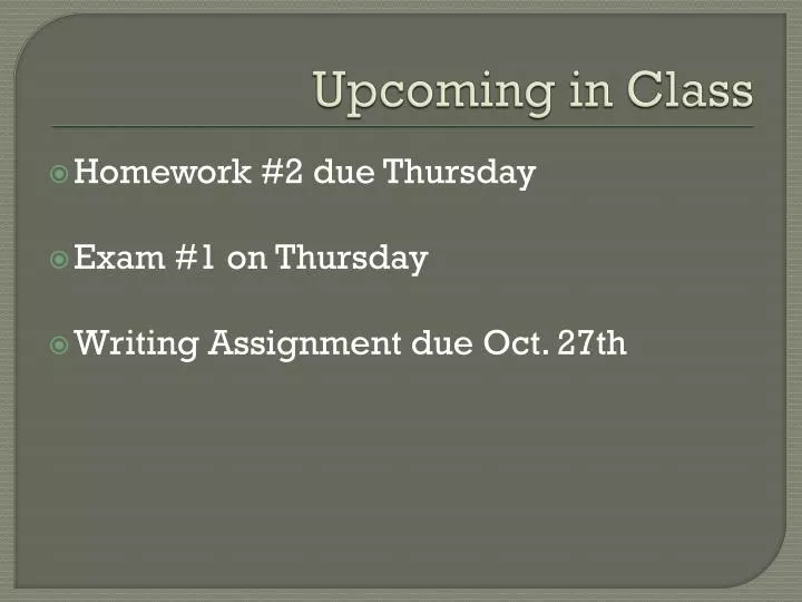 upcoming in class