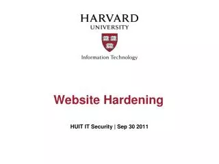 Website Hardening