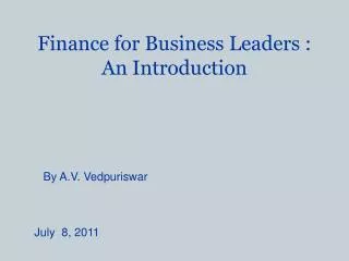 Finance for Business Leaders : An Introduction