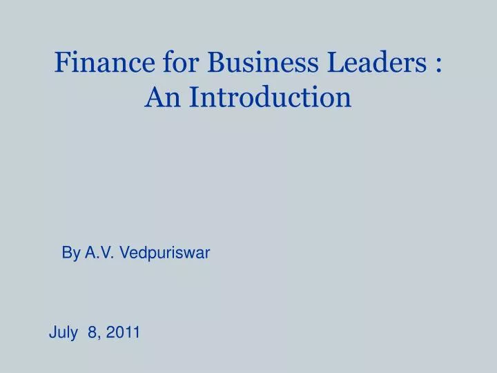finance for business leaders an introduction