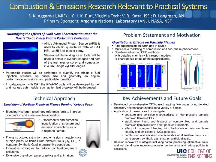 combustion emissions research relevant to practical systems