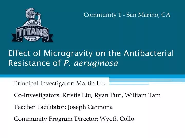 effect of microgravity on the antibacterial resistance of p aeruginosa
