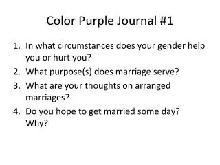 Color Purple Journal #1