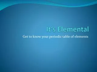 It’s Elemental