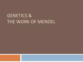 Genetics &amp; The Work of Mendel