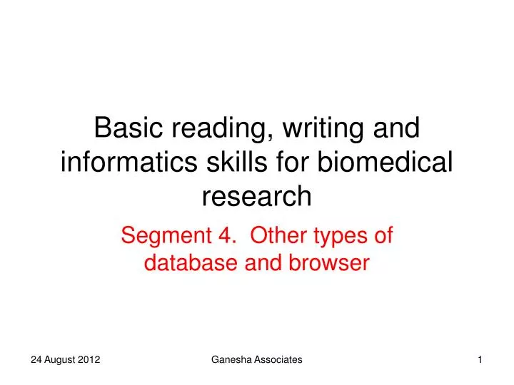 basic reading writing and informatics skills for biomedical research