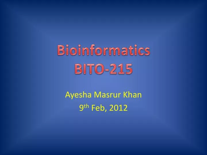 bioinformatics bito 215