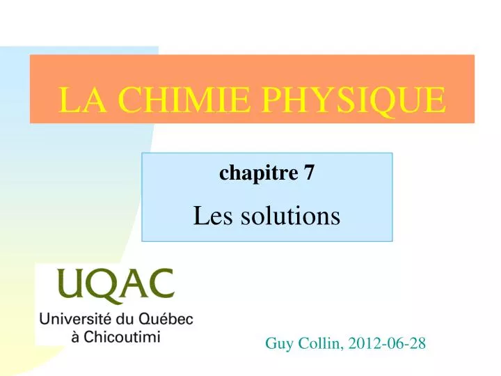 la chimie physique