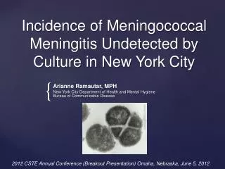 Incidence of Meningococcal Meningitis Undetected by Culture in New York City
