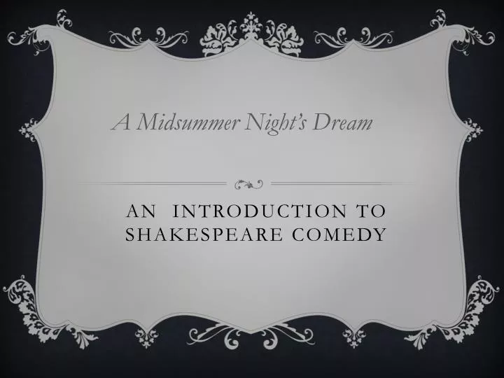 an introduction to shakespeare comedy