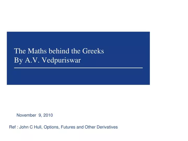 the maths behind the greeks by a v vedpuriswar