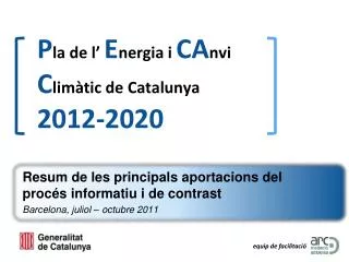 p la de l e nergia i ca nvi c lim tic de catalunya 2012 2020